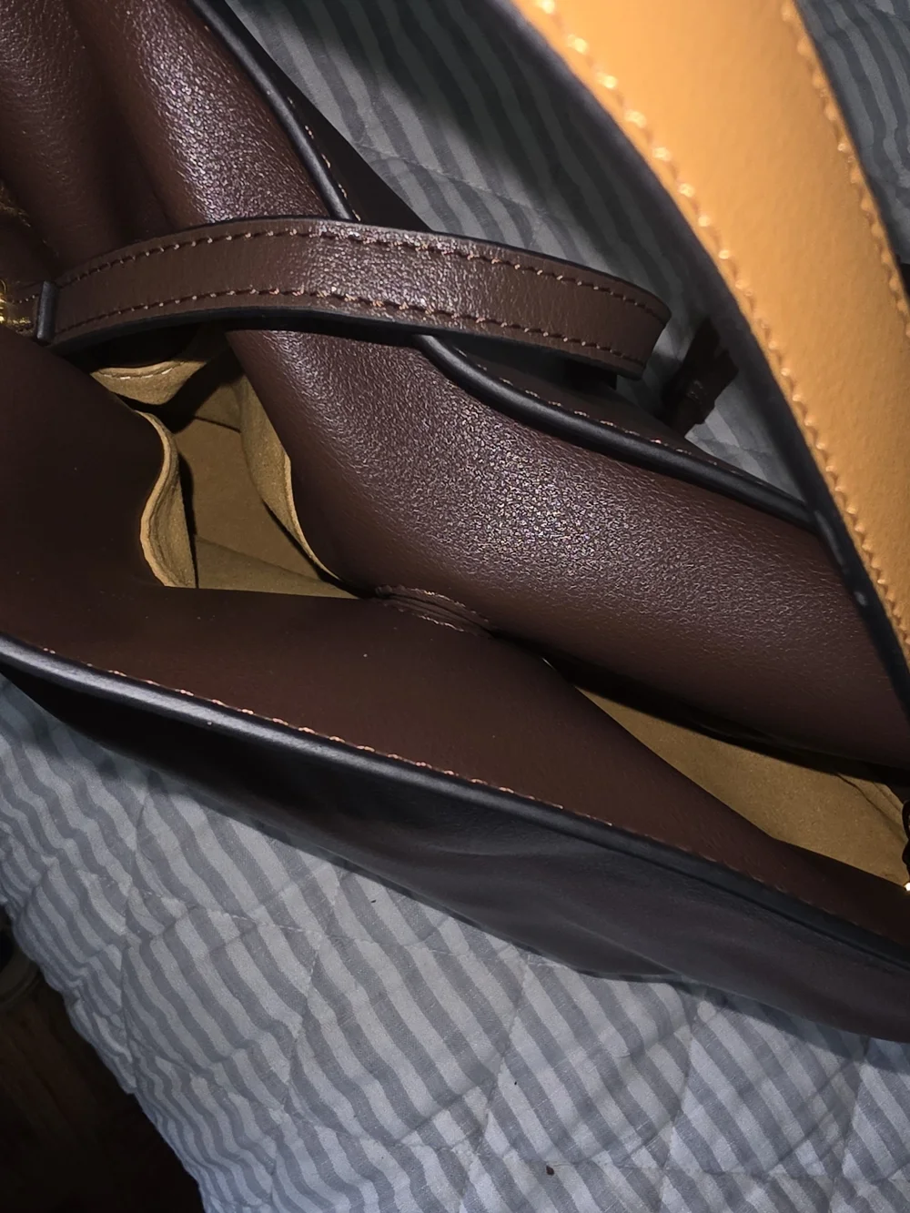 Brown Leather Calfskin Leather Cinch Flamenco Crossbody Bag